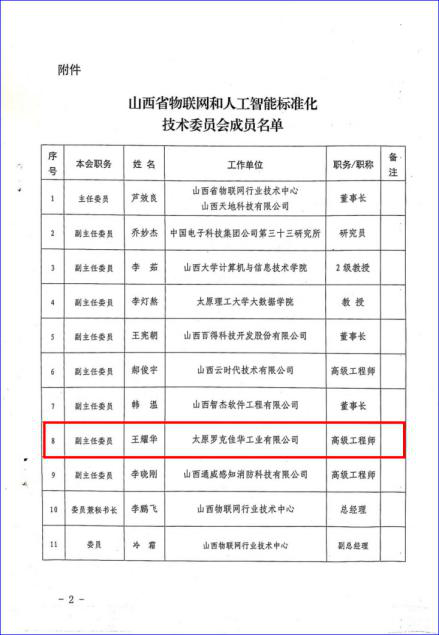 佳华科技王耀华当选省物联网和人工智能标准化技术委员会副主任委员2